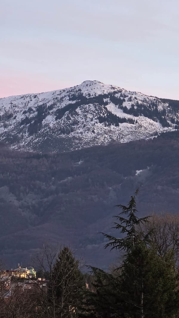 Snow-covered mountain photographed near Sofia, Bulgaria