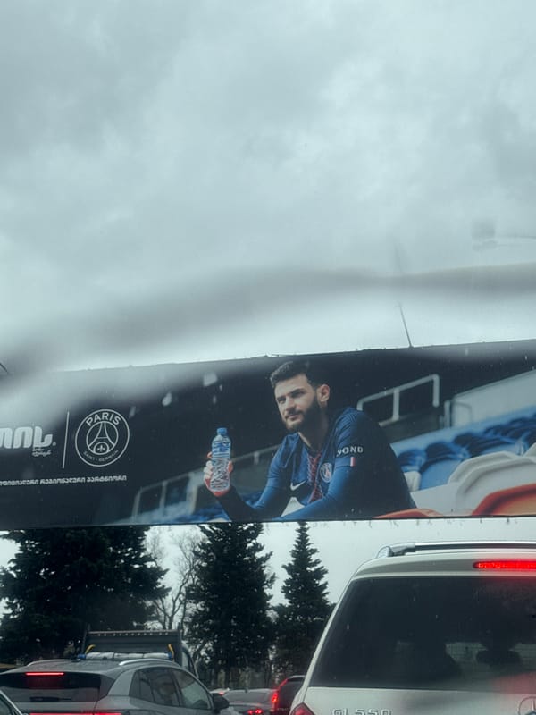 PSG Soccer Advertisement Billboard Spotted in Tbilisi Streets