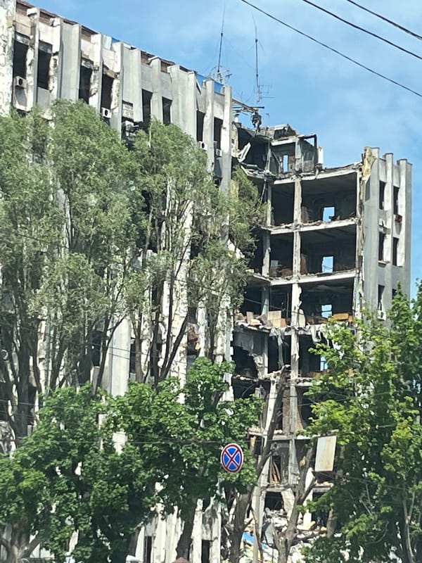 Damaged high-rise building observed in Dnipro, Ukraine