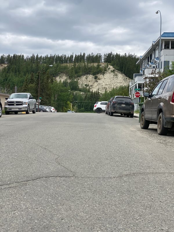 Street-level tour of Whitehorse on a grey summer day