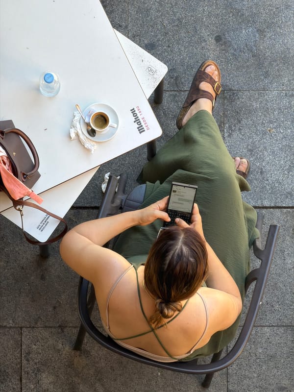 Overhead shot of an espresso break at a Las Rozas café