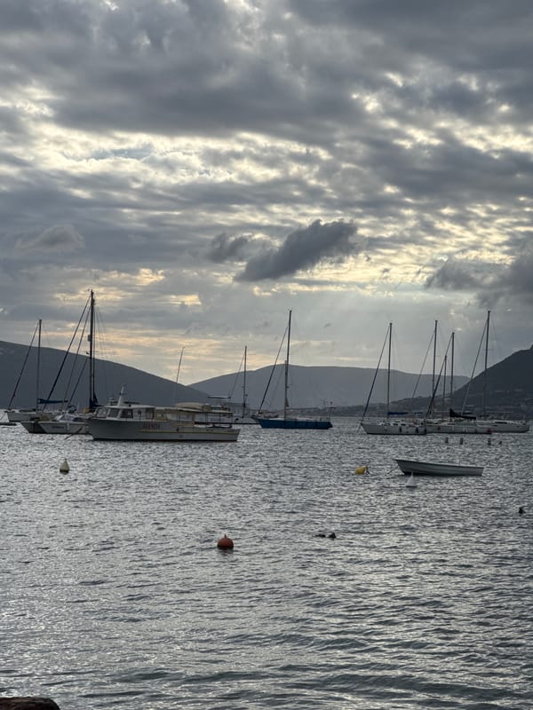 Overcast afternoon documented at Tivat Montenegro harbor and yacht club