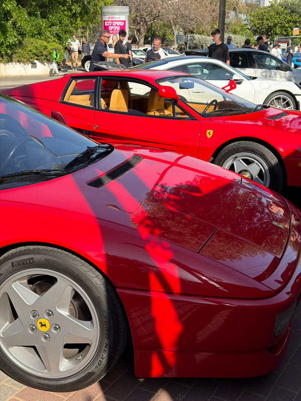 Red Ferraris spotted parked in Tel-Aviv street