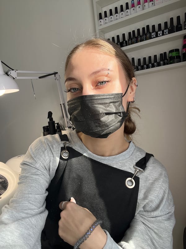 Woman visits beauty salon in Фоки, Russia