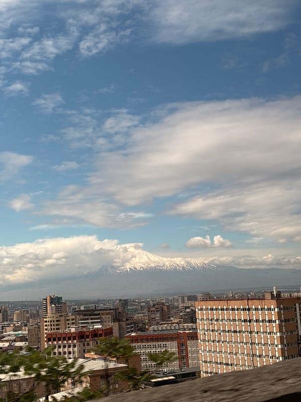 Morning cityscape captured in Yerevan with Mount Ararat visible