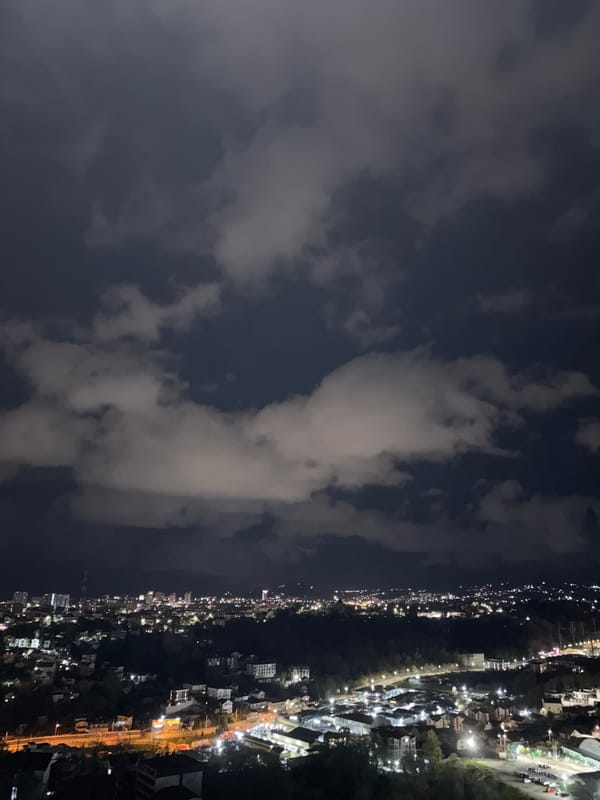 Nighttime coastline view captured in Sochi, Russia