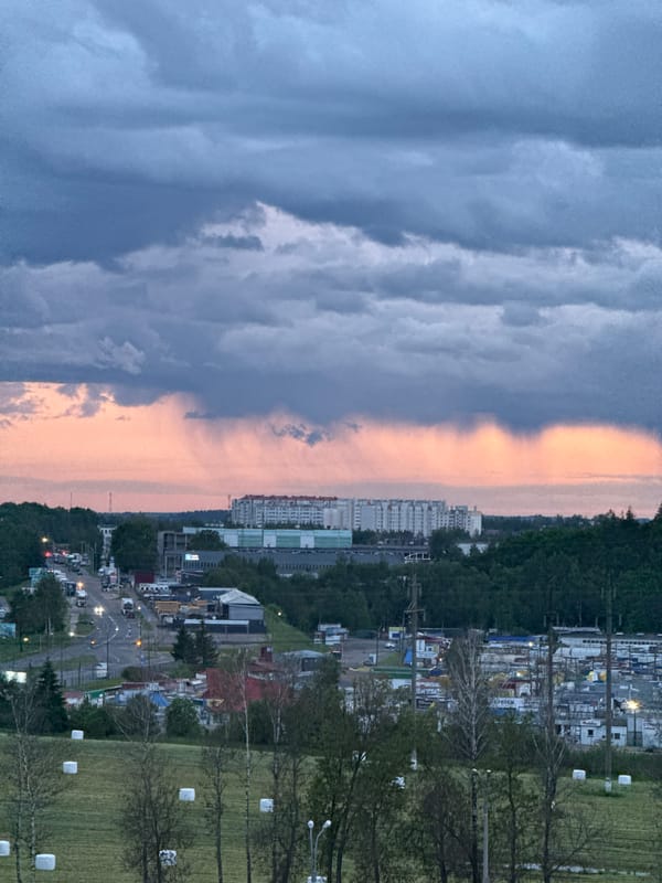 Dramatic storm clouds captured over Minsk at dusk