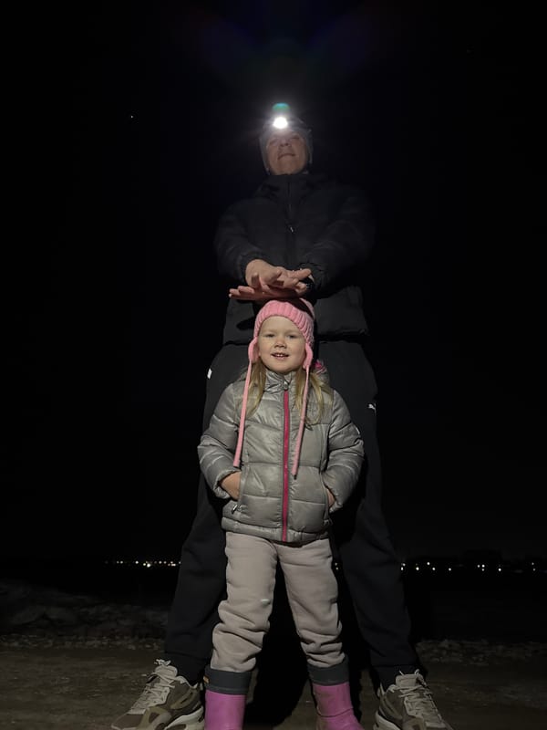 Family nighttime outing captured in Горный, Russia