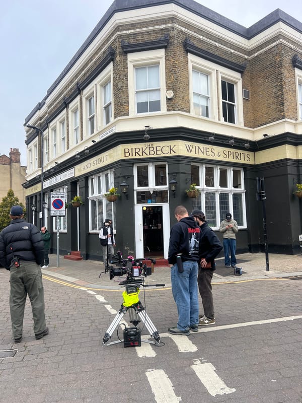 Film crew shoots at London pub on Tuesday morning