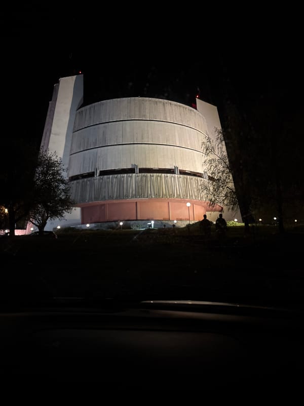 Pleven Panorama monument illuminated at night in Bulgaria