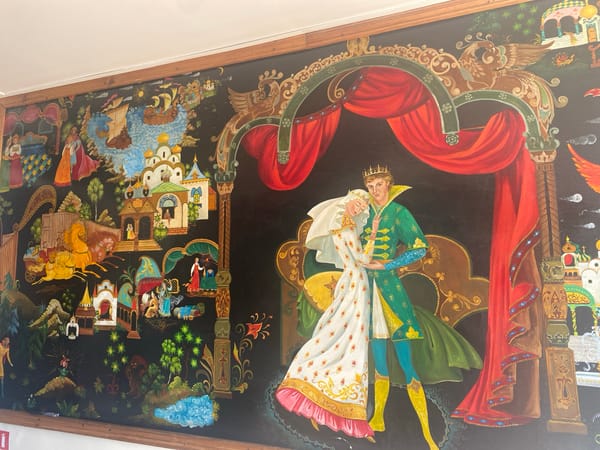 Indoor family moments and folk art in Russia