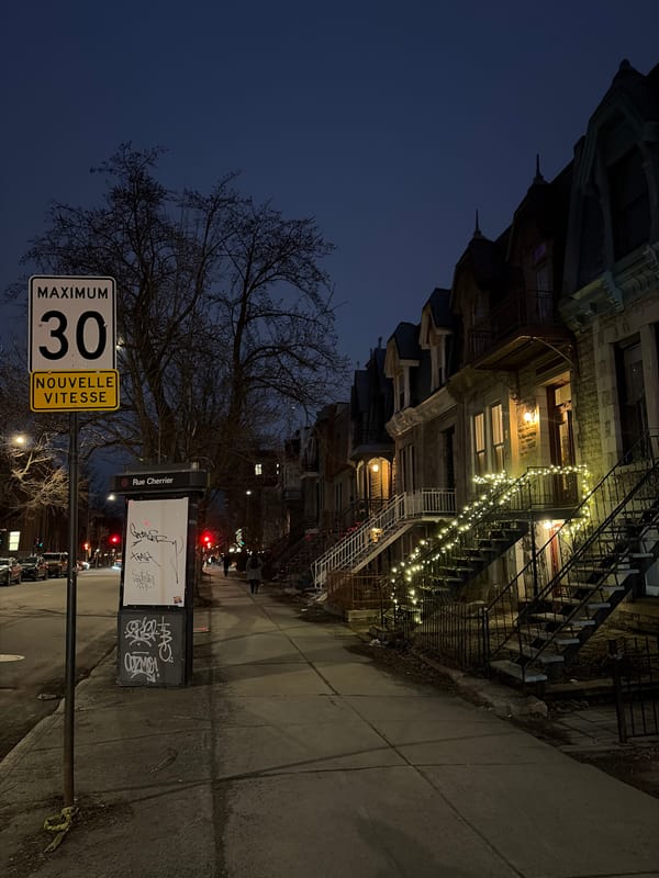 Montreal street scenes show new speed limit signage, architecture