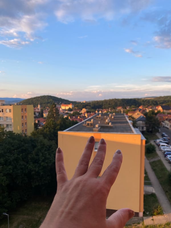 Cozy Bílina apartment evening: cats, miniature paintings, sunset views