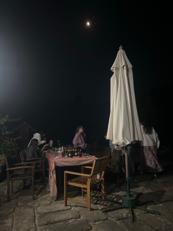 Late-night street party with drinks in Felgueiras, Portugal