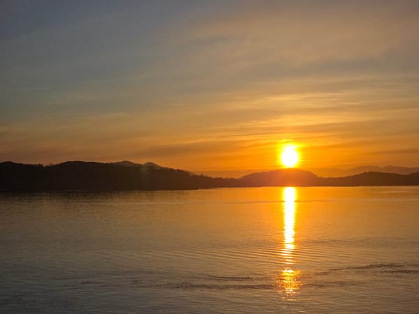 Sunrise captured over Norwegian coastal waters near Randaberg