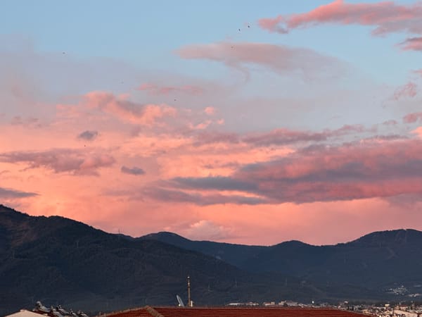Twilight sunset captured over Fethiye Turkey mountains