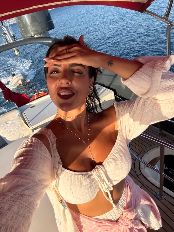 Sunset selfies on a boat off the Bodrum coast