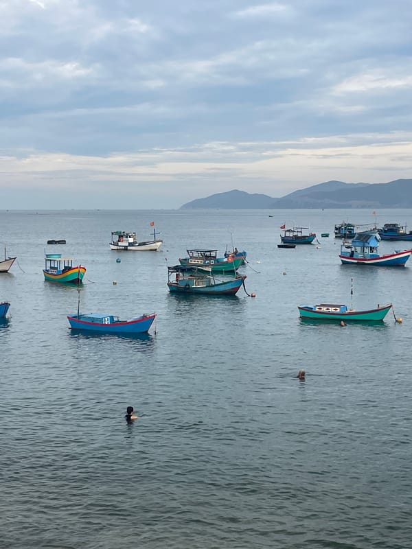 Morning fishing harbor scene captured in Nha Trang Vietnam