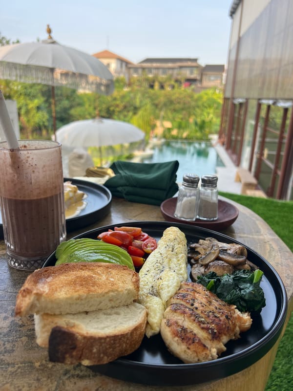 Savory resort breakfast spread in Mengwi, Bali