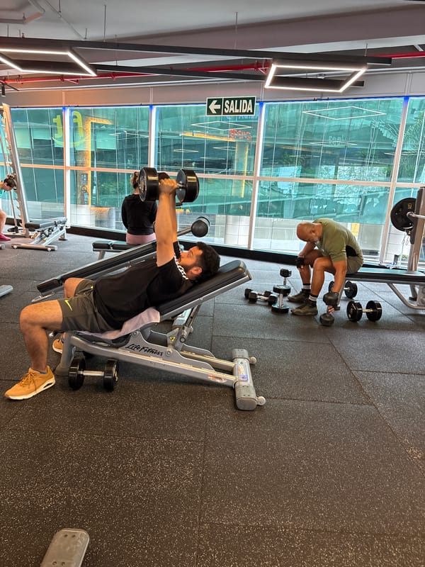 Man exercises at Smart Box gym in San Isidro
