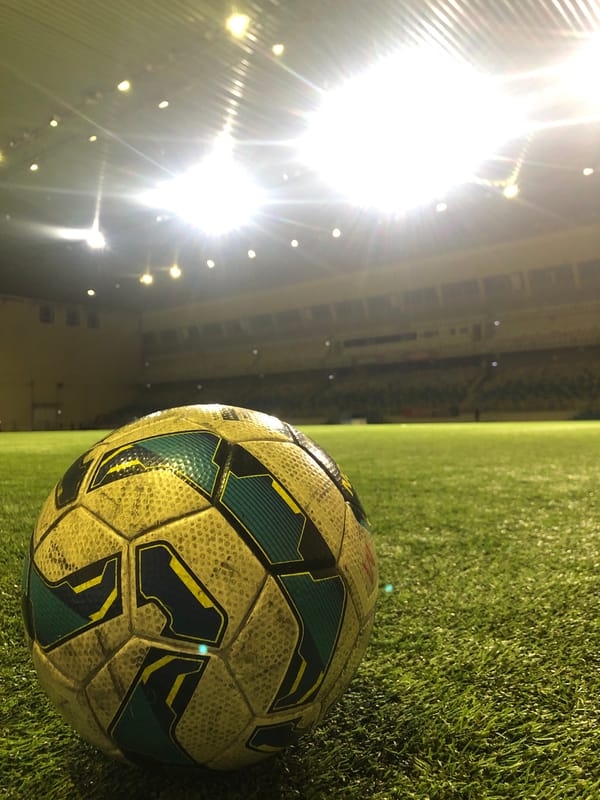 Soccer ball spotted on lit stadium field in Krasnoyarsk