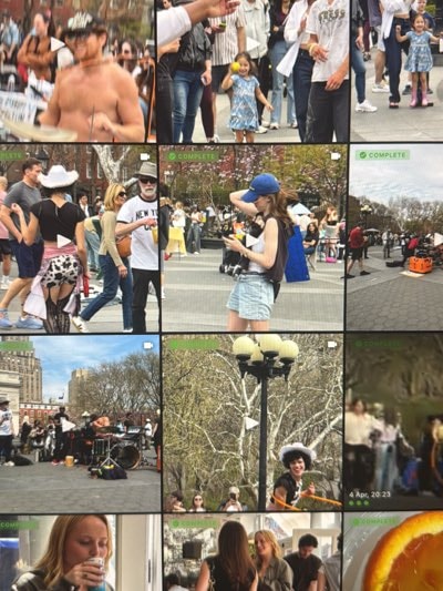 Computer screen shows photo galleries of outdoor scenes in Erba